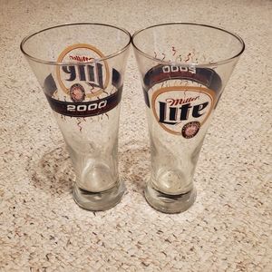 Miller Lite Y2K Collectible Tall Glass Set